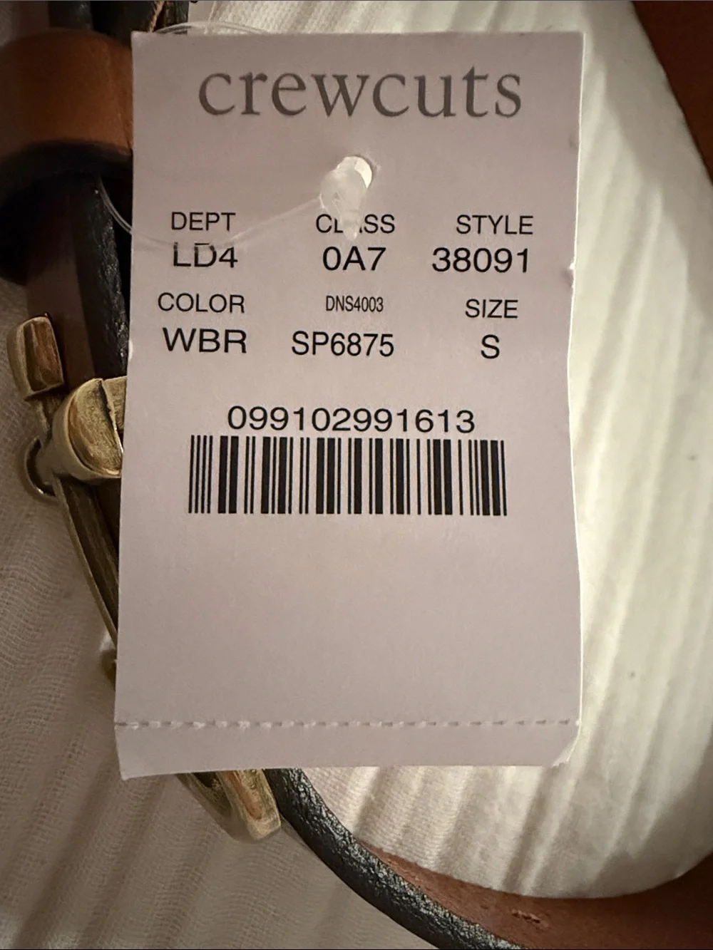 J.Crew Boy’s Brown Leather Belt with Anchor Buckle